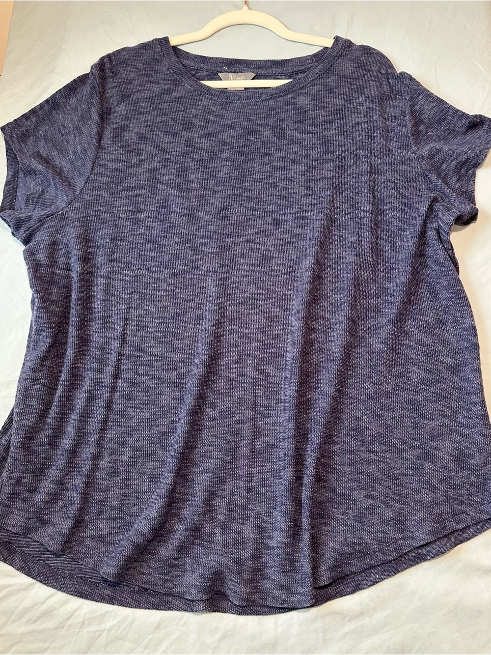 Natural Reflections Heathered Navy Knit Top Short Sleeve Size 1X
